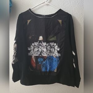 Zara Black Top with Silver Zipper Detail